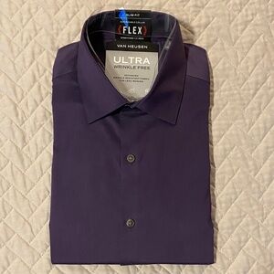 Van Heusen Purple Slim Fit Dress Shirt - Flex Ultra Wrinkle-Free